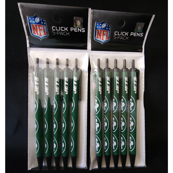 New Football Team NY New York Jets NFL Licensed Lot 10 Pack Black Ink Click Pens - Picture 1 of 4